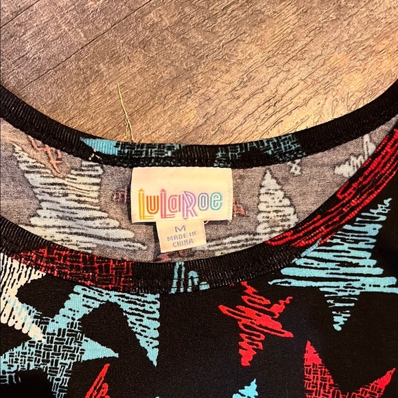 LuLaRoe Red and Blue High Low A-Line Dress with stars - Picture 2 of 9